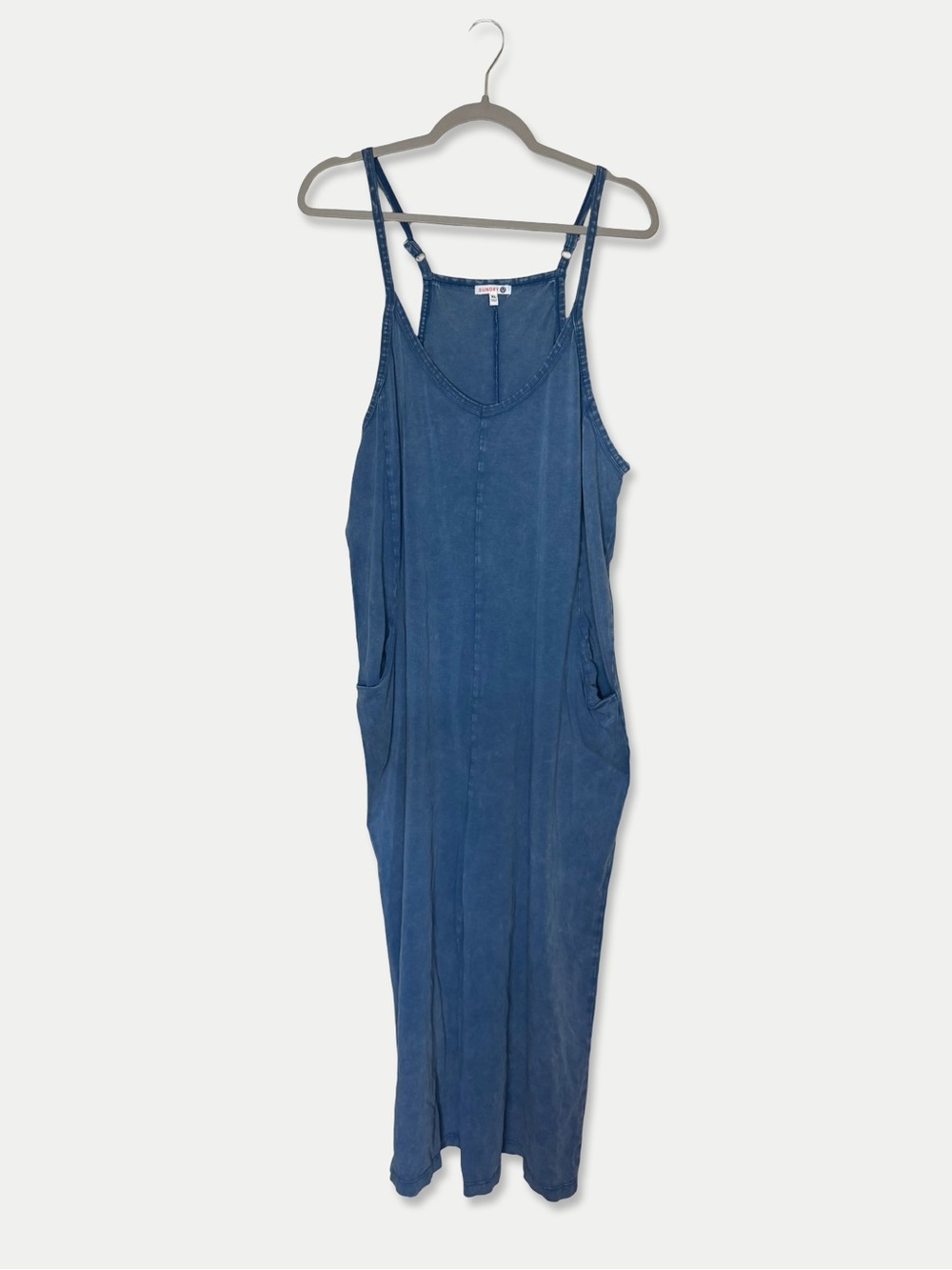 Sundry Blue Mineral Wash Wide Leg Jumpsuit XL